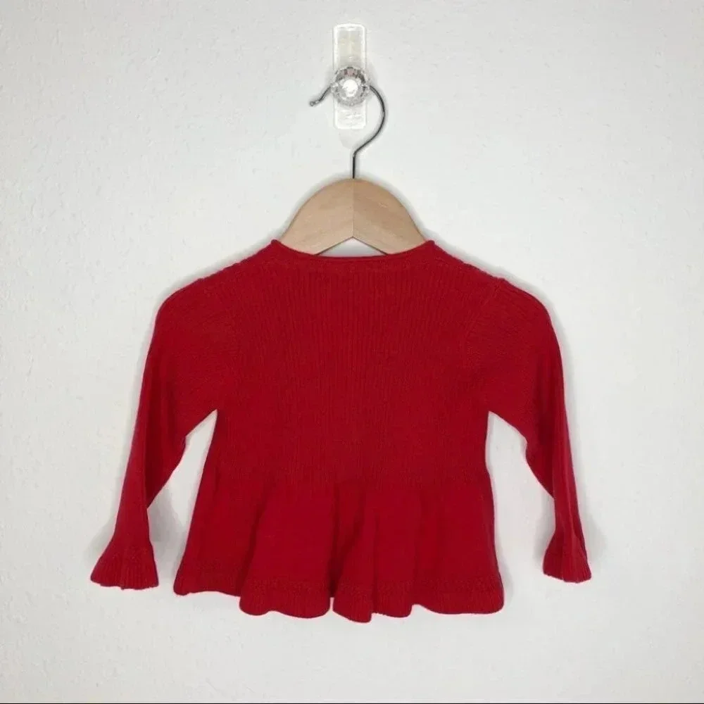 NWT Mayoral Chic cardigan sweater red cable‎ knit peplum hem size 6 months